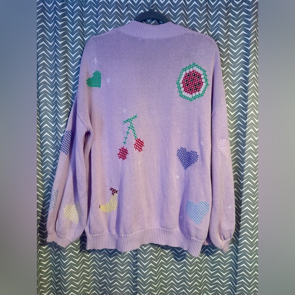 Olivia Rubin | Flora Fruit Cross Stitch Cardigan, size M - Picture 6 of 10